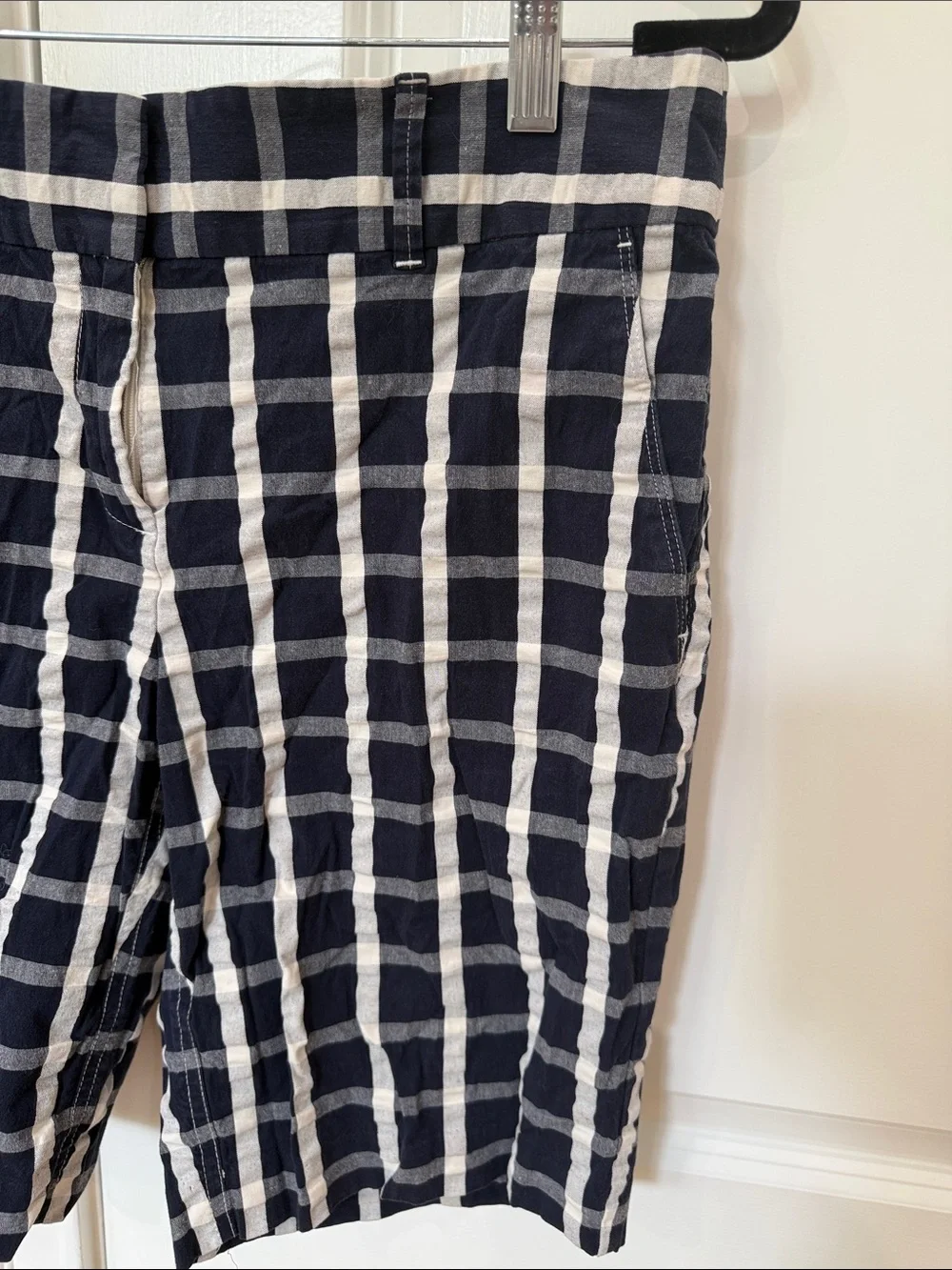LOFT Navy and White Plaid Shorts - Marisa